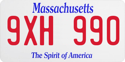 MA license plate 9XH990