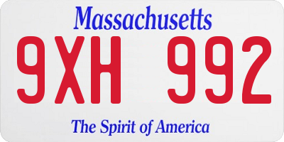 MA license plate 9XH992