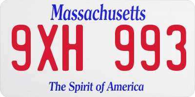 MA license plate 9XH993