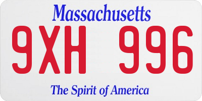 MA license plate 9XH996