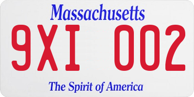 MA license plate 9XI002