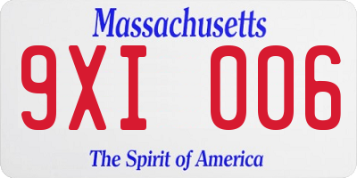 MA license plate 9XI006