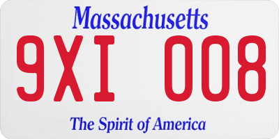 MA license plate 9XI008