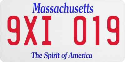 MA license plate 9XI019