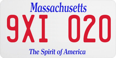 MA license plate 9XI020