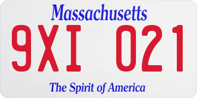 MA license plate 9XI021