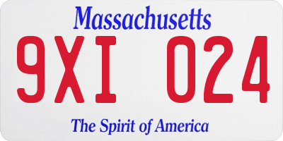 MA license plate 9XI024