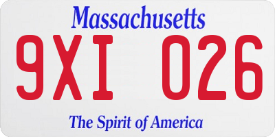MA license plate 9XI026