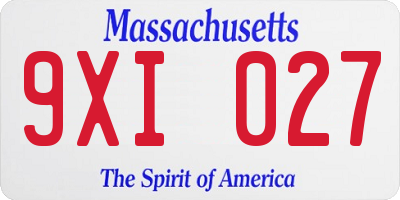 MA license plate 9XI027
