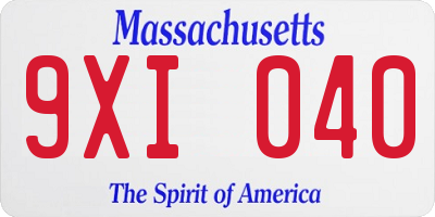 MA license plate 9XI040