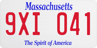 MA license plate 9XI041
