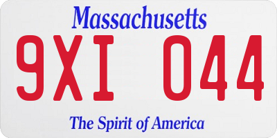 MA license plate 9XI044