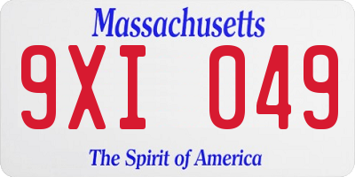 MA license plate 9XI049