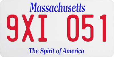 MA license plate 9XI051