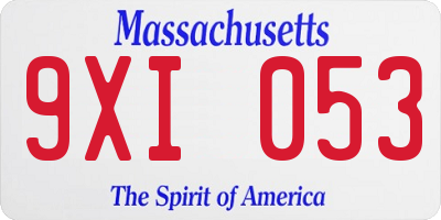 MA license plate 9XI053