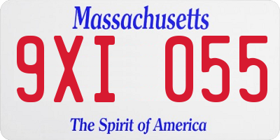 MA license plate 9XI055