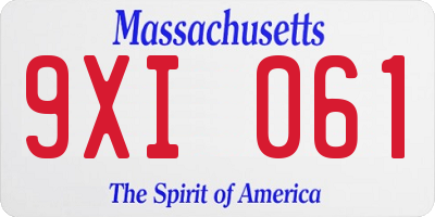 MA license plate 9XI061