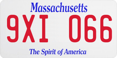 MA license plate 9XI066