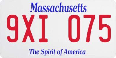 MA license plate 9XI075