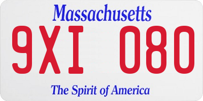 MA license plate 9XI080