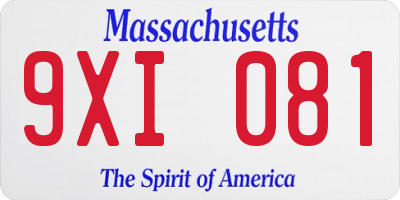 MA license plate 9XI081