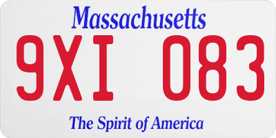 MA license plate 9XI083
