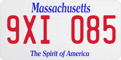 MA license plate 9XI085