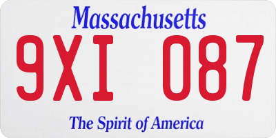 MA license plate 9XI087