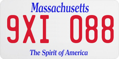 MA license plate 9XI088