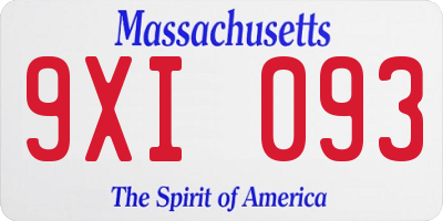 MA license plate 9XI093