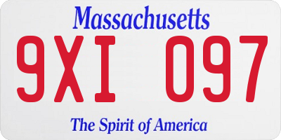 MA license plate 9XI097