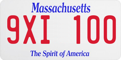 MA license plate 9XI100