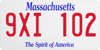 MA license plate 9XI102