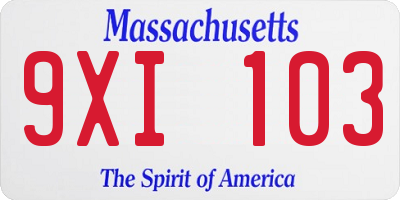 MA license plate 9XI103