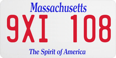 MA license plate 9XI108