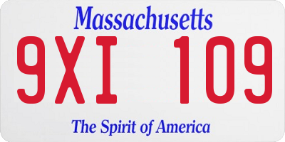 MA license plate 9XI109