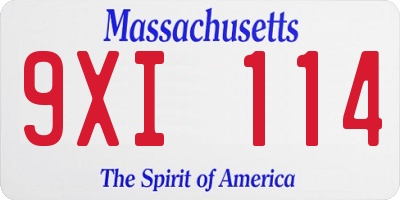 MA license plate 9XI114