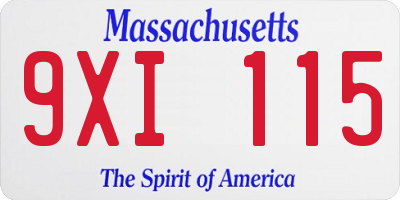 MA license plate 9XI115