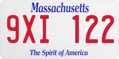 MA license plate 9XI122