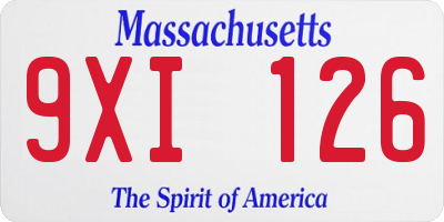 MA license plate 9XI126