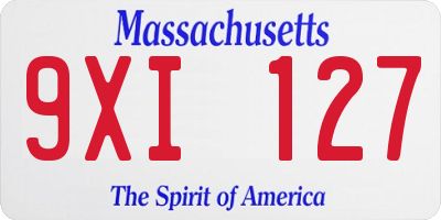 MA license plate 9XI127