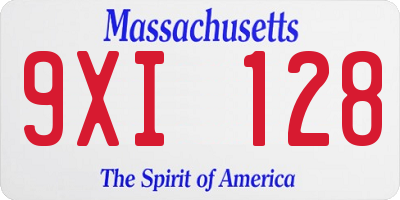 MA license plate 9XI128