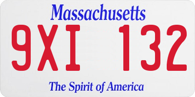 MA license plate 9XI132