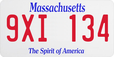 MA license plate 9XI134