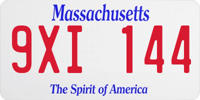 MA license plate 9XI144