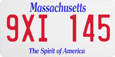 MA license plate 9XI145