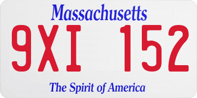 MA license plate 9XI152