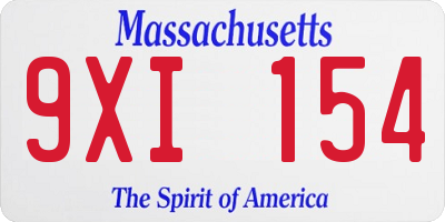 MA license plate 9XI154