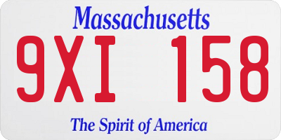 MA license plate 9XI158