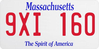 MA license plate 9XI160